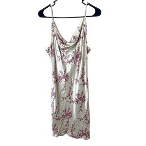 Breaking Loose Y2K Vintage‎ Satin Floral Pattern Cowl Neck Dress Womens 7/8